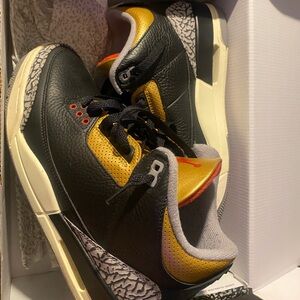 Jordan Black and Yellow Athletic Shoes